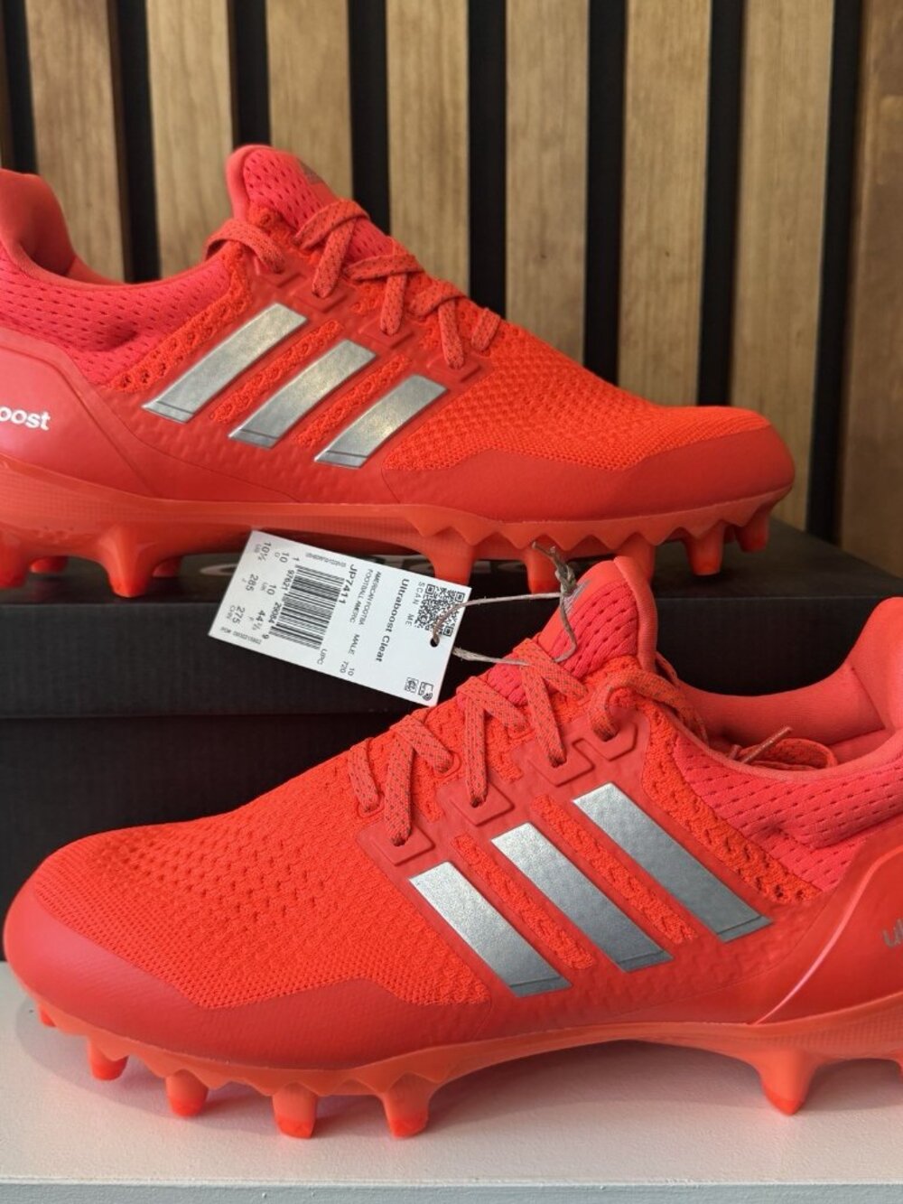 adidas Ultra Boost Football Cleats OG Solar Red Silver JP7411 NEW Mens Size 10.5